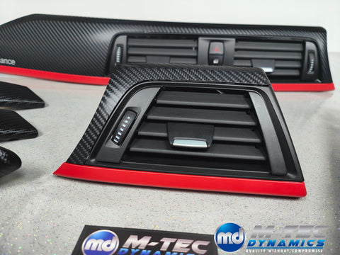 WRAPPING SERVICE - BMW F3X TRIM SET 4D CARBON / RED ACCENT (CUSTOM)