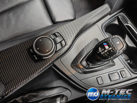 WRAPPING SERVICE - BMW F3X INTERIOR TRIM SET - DEEP TEXTURED GLOSSY CARBON / GLOSS BLACK ACCENT (MTD-TEX) - F30 F31 F32 F33 F36