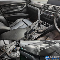 WRAPPING SERVICE - BMW F3X INTERIOR TRIM SET - TEXTURED CARBON / GLOSS BLACK ACCENT - (F30 F31 F32 F33 F36)