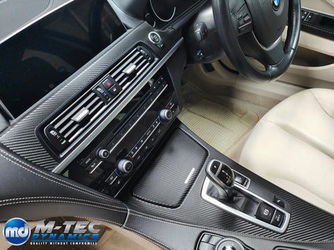 WRAPPING SERVICE - BMW 6-SERIES F06 GRAN COUPE INTERIOR TRIM SET - DEEP TEXTURED GLOSSY BLACK CARBON (MTD-TEX)