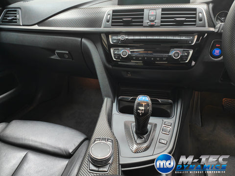 WRAPPING SERVICE - BMW F3X INTERIOR TRIM SET - DEEP TEXTURED GLOSSY CARBON / SILVER ACCENT (MTD-TEX) - F30 F31 F32 F33 F36