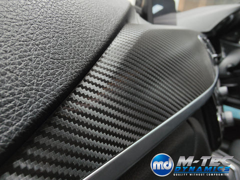 WRAPPING SERVICE - BMW F3X INTERIOR TRIM SET - DEEP TEXTURED GLOSSY CARBON / SILVER ACCENT (MTD-TEX) - F30 F31 F32 F33 F36