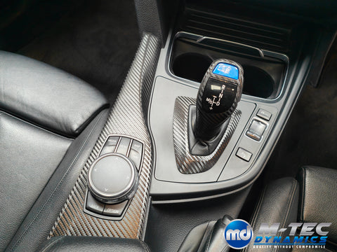 WRAPPING SERVICE - BMW F3X INTERIOR TRIM SET - DEEP TEXTURED GLOSSY CARBON / SILVER ACCENT (MTD-TEX) - F30 F31 F32 F33 F36