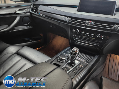 WRAPPING SERVICE - BMW X5 F15 INTERIOR TRIM SET - PERFORMANCE STYLE 3D CARBON / ALCANTARA / GLOSS BLACK ACCENTS