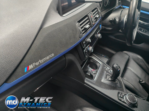 WRAPPING SERVICE - BMW F3X F8X CUSTOM INTERIOR TRIM SET - ALCANTARA / BLUE / 3D CARBON