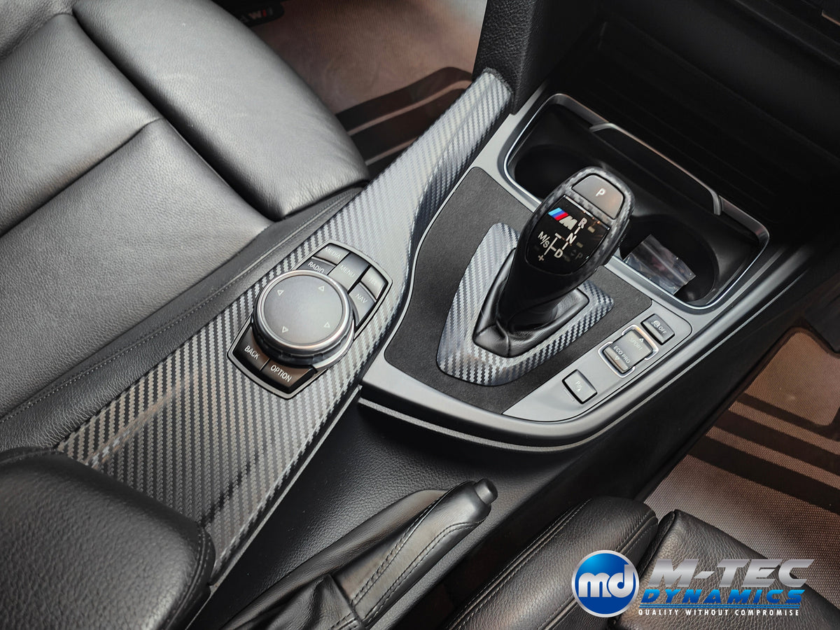 WRAPPING SERVICE - BMW F3X INTERIOR TRIM SET - 3D CARBON / ALCANTARA / BLUE ACCENT - (F30 F31 F32 F33 F36)