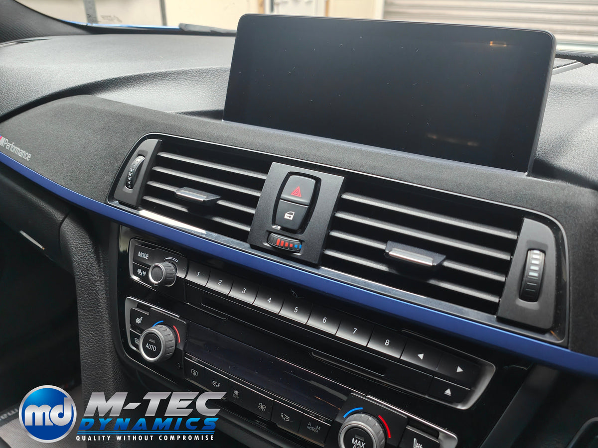 WRAPPING SERVICE - BMW F3X INTERIOR TRIM SET - 3D CARBON / ALCANTARA / BLUE ACCENT - (F30 F31 F32 F33 F36)