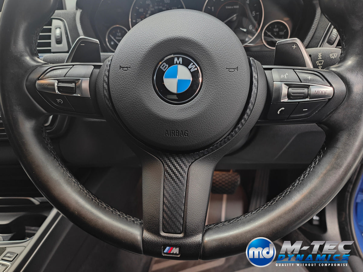 WRAPPING SERVICE - BMW F3X INTERIOR TRIM SET - 3D CARBON / ALCANTARA / BLUE ACCENT - (F30 F31 F32 F33 F36)