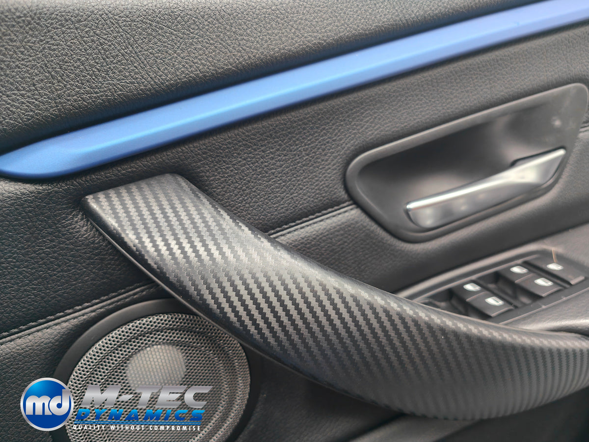 WRAPPING SERVICE - BMW F3X INTERIOR TRIM SET - 3D CARBON / ALCANTARA / BLUE ACCENT - (F30 F31 F32 F33 F36)