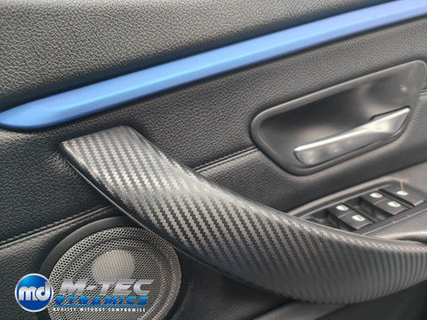 WRAPPING SERVICE - BMW F3X F8X CUSTOM INTERIOR TRIM SET - ALCANTARA / BLUE / 3D CARBON