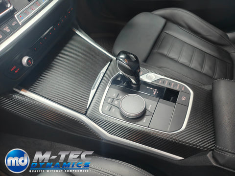 WRAPPING SERVICE - BMW G20 G21 INTERIOR TRIM SET INC. STEERING WHEEL TRIM - DEEP TEXTURED GLOSSY BLACK CARBON (MTD-TEX)