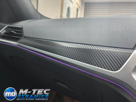 WRAPPING SERVICE - BMW G20 G21 INTERIOR TRIM SET INC. STEERING WHEEL TRIM - DEEP TEXTURED GLOSSY BLACK CARBON (MTD-TEX)