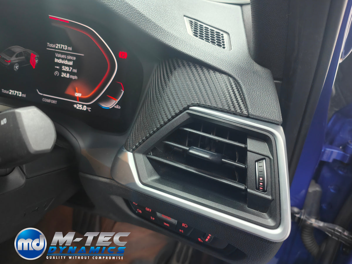 WRAPPING SERVICE - BMW G20 G21 G22 / G26 GC INTERIOR TRIM SET INC. STEERING WHEEL TRIM - DEEP TEXTURED GLOSSY BLACK CARBON (MTD-TEX)