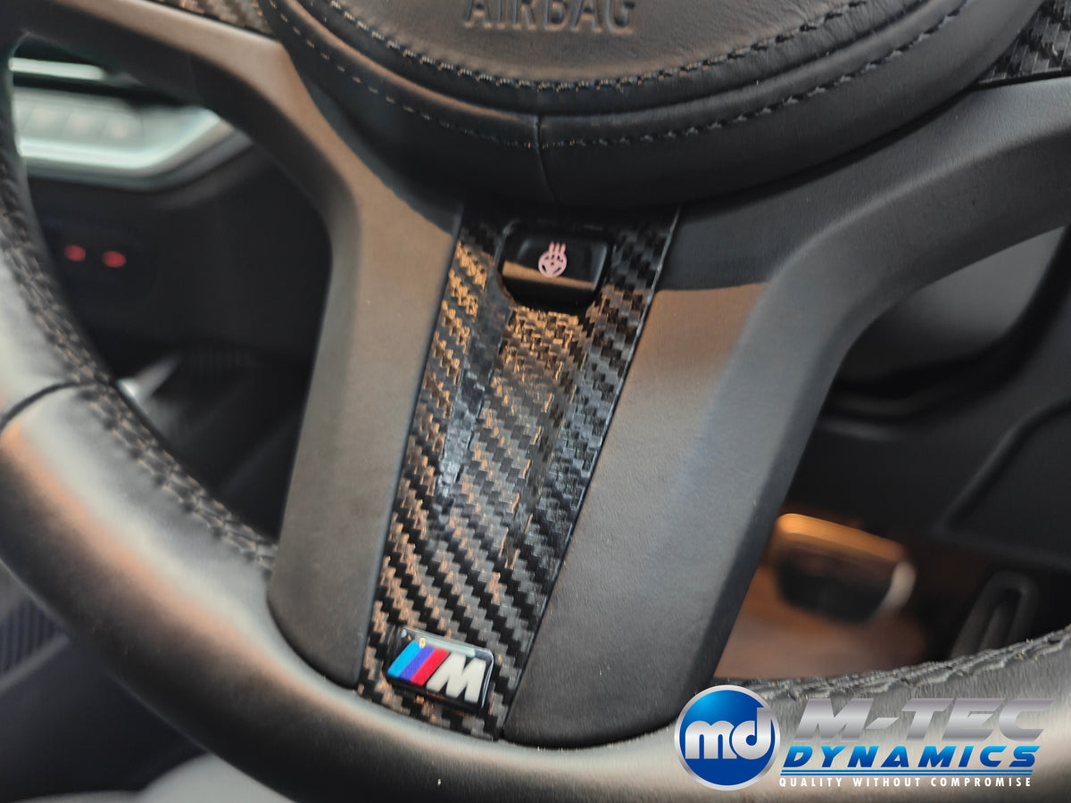 WRAPPING SERVICE - BMW G20 G21 G22 / G26 GC INTERIOR TRIM SET INC. STEERING WHEEL TRIM - DEEP TEXTURED GLOSSY BLACK CARBON (MTD-TEX)