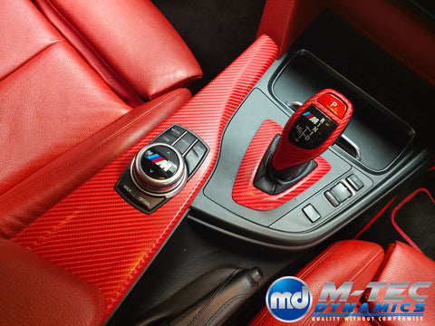 BMW F3X CUSTOM INTERIOR TRIM SET -  RED 4D CARBON / BLACK ACCENT