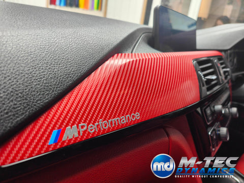 BMW F3X CUSTOM INTERIOR TRIM SET -  RED 4D CARBON / BLACK ACCENT