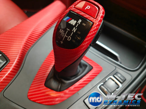 BMW F3X CUSTOM INTERIOR TRIM SET -  RED 4D CARBON / BLACK ACCENT