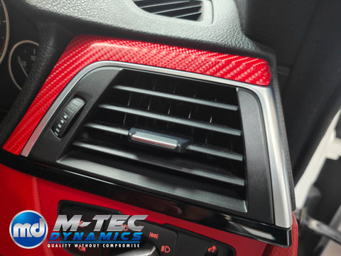 BMW F3X CUSTOM INTERIOR TRIM SET -  RED 4D CARBON / BLACK ACCENT