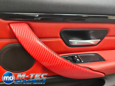 BMW F3X CUSTOM INTERIOR TRIM SET -  RED 4D CARBON / BLACK ACCENT