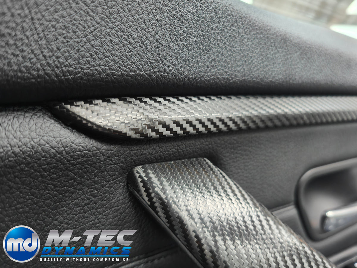 WRAPPING SERVICE - BMW F36 GRAN COUPE INTERIOR TRIM SET & DOOR ACCENTS - PERFORMANCE STYLE / DEEP TEXTURED GLOSSY CARBON (MTD-TEX)