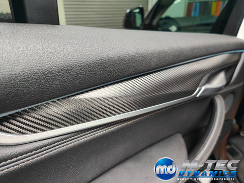 BMW X5 F15 INTERIOR TRIM SET WRAPPING SERVICE - DEEP TEXTURED GLOSSY BLACK CARBON