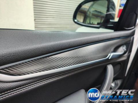 BMW X5 F15 INTERIOR TRIM SET WRAPPING SERVICE - DEEP TEXTURED GLOSSY BLACK CARBON