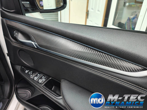 BMW X5 F15 INTERIOR TRIM SET WRAPPING SERVICE - DEEP TEXTURED GLOSSY BLACK CARBON