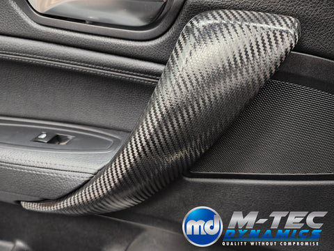 BMW F20 F21 F22 F23 CUSTOM INTERIOR TRIM SET - WRAPPING SERVICE - TEXTURED CARBON / ALCANTARA / BLUE ACCENT