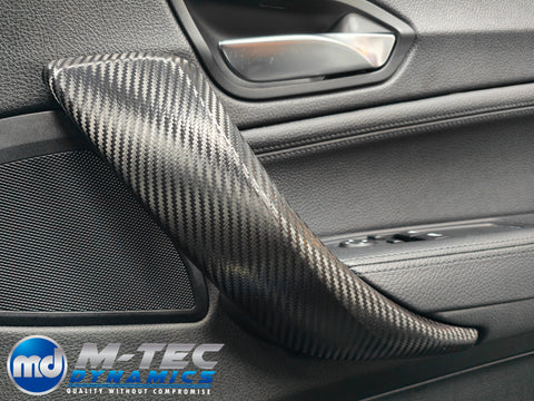 BMW F20 F21 F22 F23 CUSTOM INTERIOR TRIM SET - WRAPPING SERVICE - TEXTURED CARBON / ALCANTARA / BLUE ACCENT