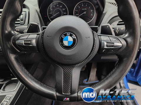 BMW F20 F21 F22 F23 CUSTOM INTERIOR TRIM SET - WRAPPING SERVICE - TEXTURED CARBON / ALCANTARA / BLUE ACCENT