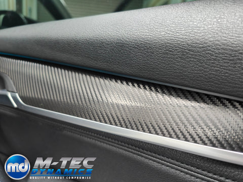 BMW X5 F15 INTERIOR TRIM SET WRAPPING SERVICE - DEEP TEXTURED GLOSSY BLACK CARBON / ALCANTARA