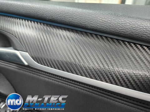 BMW X5 F15 INTERIOR TRIM SET WRAPPING SERVICE - DEEP TEXTURED GLOSSY BLACK CARBON / ALCANTARA