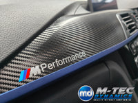 WRAPPING SERVICE - BMW F3X INTERIOR TRIM SET - TEXTURED CARBON / BLUE ACCENT - (F30 F31 F32 F33 F36)