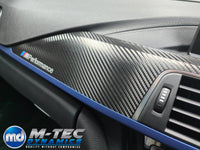 WRAPPING SERVICE - BMW F3X INTERIOR TRIM SET - TEXTURED CARBON / BLUE ACCENT - (F30 F31 F32 F33 F36)