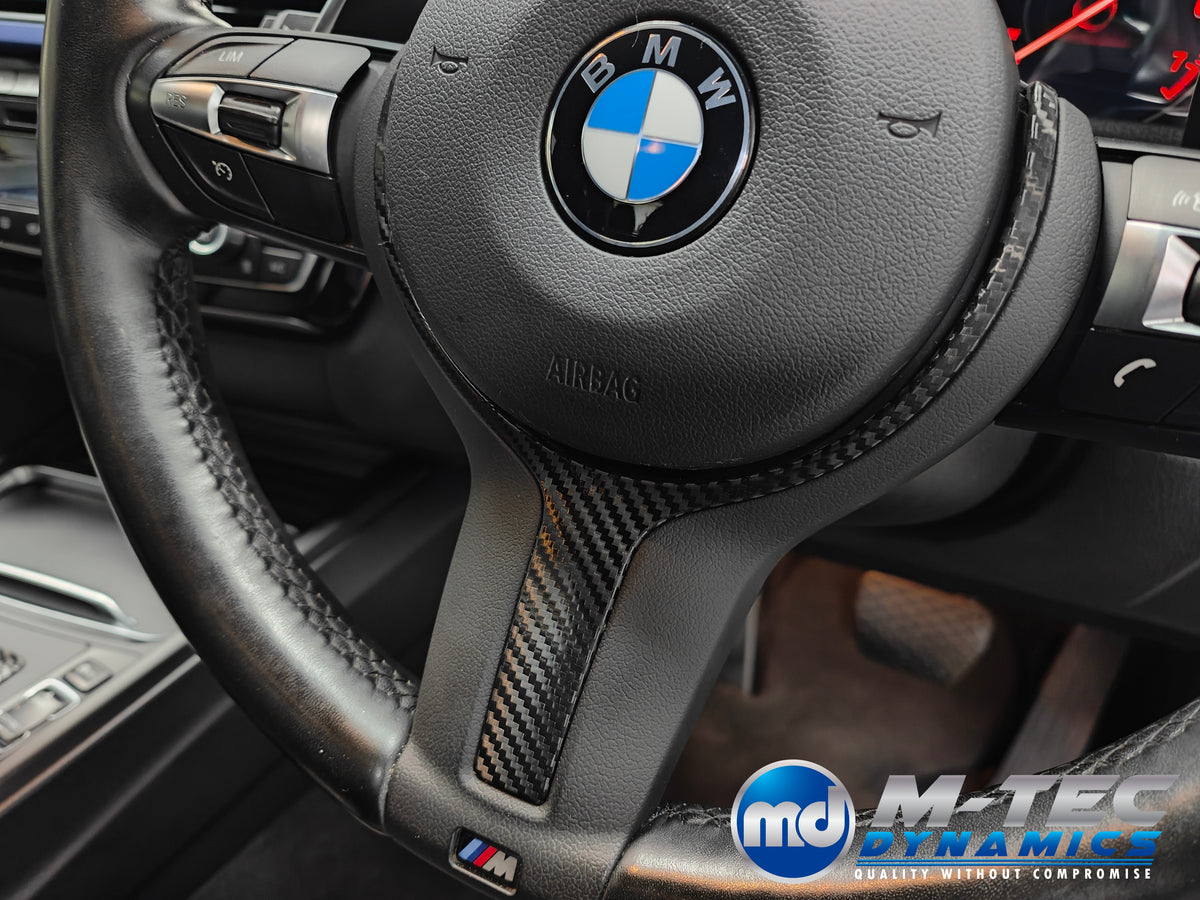 WRAPPING SERVICE - BMW F3X INTERIOR TRIM SET - TEXTURED CARBON / BLUE ACCENT - (F30 F31 F32 F33 F36)