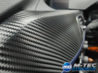 WRAPPING SERVICE - BMW F3X INTERIOR TRIM SET - TEXTURED CARBON / BLUE ACCENT - (F30 F31 F32 F33 F36)
