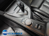 WRAPPING SERVICE - BMW F3X INTERIOR TRIM SET - TEXTURED CARBON / BLUE ACCENT - (F30 F31 F32 F33 F36)