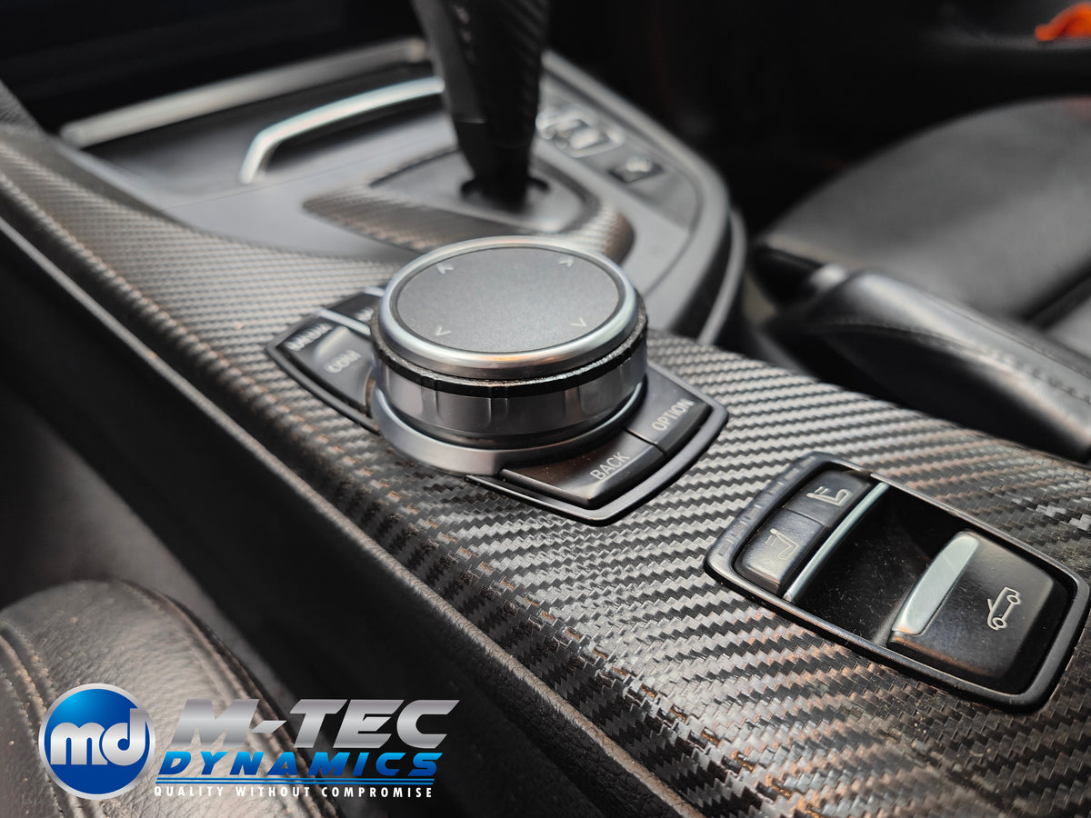 WRAPPING SERVICE - BMW F3X INTERIOR TRIM SET - TEXTURED CARBON / BLUE ACCENT - (F30 F31 F32 F33 F36)
