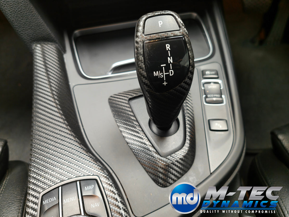 WRAPPING SERVICE - BMW F3X INTERIOR TRIM SET - TEXTURED CARBON / BLUE ACCENT - (F30 F31 F32 F33 F36)