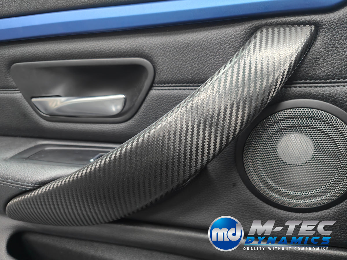 WRAPPING SERVICE - BMW F3X INTERIOR TRIM SET - TEXTURED CARBON / BLUE ACCENT - (F30 F31 F32 F33 F36)