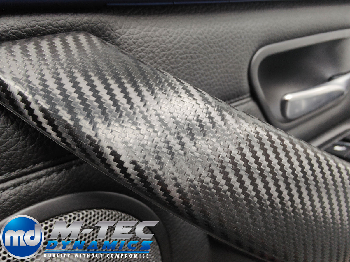 WRAPPING SERVICE - BMW F3X INTERIOR TRIM SET - TEXTURED CARBON / BLUE ACCENT - (F30 F31 F32 F33 F36)