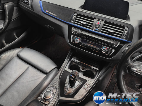 BMW F20 F21 F22 F23 LCI-2 CUSTOM INTERIOR TRIM SET - PREMIUM TEXTURED BLACK CARBON / BLUE ACCENT - WRAPPING SERVICE