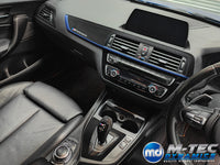WRAPPING SERVICE - BMW F20 F21 F22 F23 LCI-2 CUSTOM INTERIOR TRIM SET - TEXTURED CARBON / BLUE ACCENT