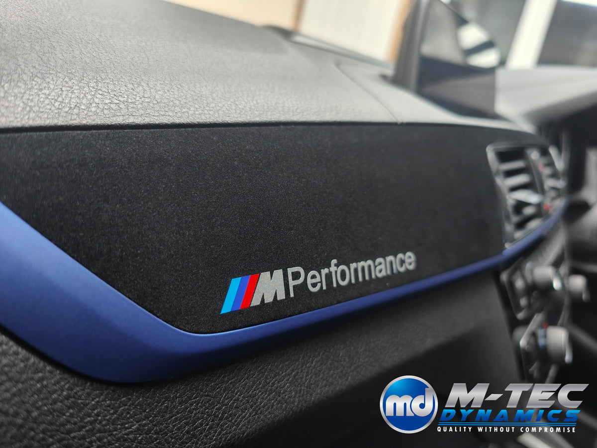 WRAPPING SERVICE - BMW F20 F21 F22 F23 LCI-2 CUSTOM INTERIOR TRIM SET - TEXTURED CARBON / BLUE ACCENT