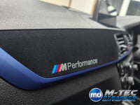 WRAPPING SERVICE - BMW F20 F21 F22 F23 LCI-2 CUSTOM INTERIOR TRIM SET - TEXTURED CARBON / BLUE ACCENT