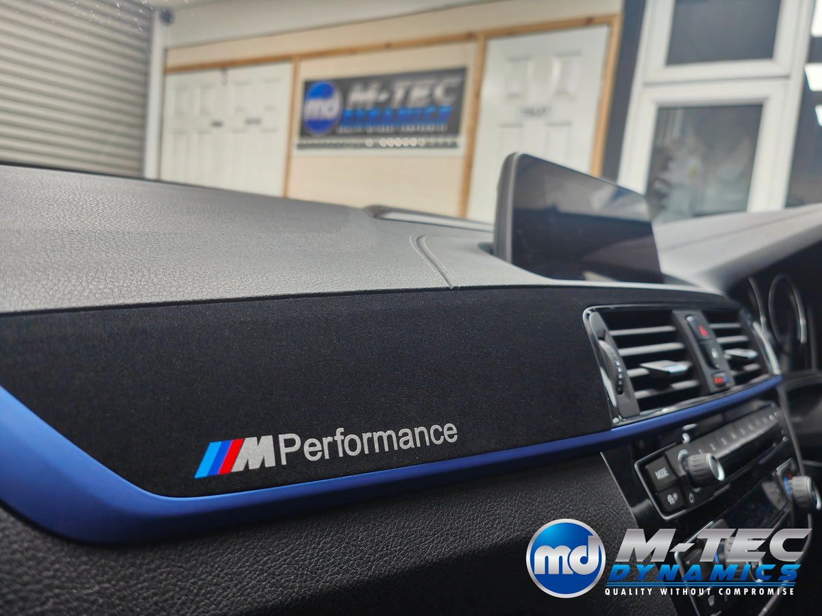 WRAPPING SERVICE - BMW F20 F21 F22 F23 LCI-2 CUSTOM INTERIOR TRIM SET - TEXTURED CARBON / BLUE ACCENT