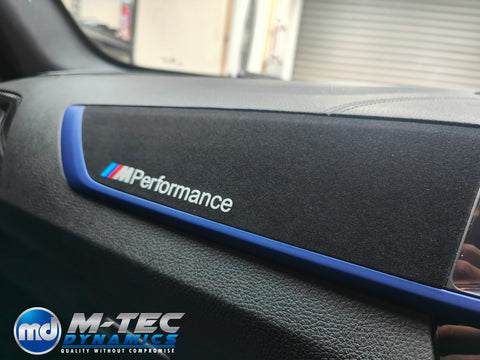 BMW F20 F21 F22 F23 LCI-2 CUSTOM INTERIOR TRIM SET - PREMIUM TEXTURED BLACK CARBON / BLUE ACCENT - WRAPPING SERVICE
