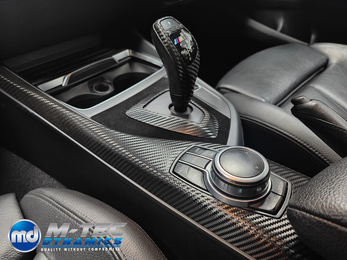 WRAPPING SERVICE - BMW F20 F21 F22 F23 LCI-2 CUSTOM INTERIOR TRIM SET - TEXTURED CARBON / BLUE ACCENT