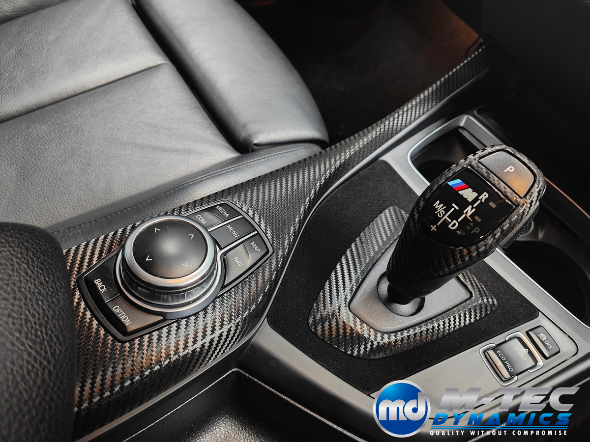 WRAPPING SERVICE - BMW F20 F21 F22 F23 LCI-2 CUSTOM INTERIOR TRIM SET - TEXTURED CARBON / BLUE ACCENT