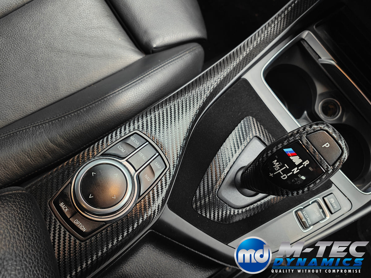 WRAPPING SERVICE - BMW F20 F21 F22 F23 LCI-2 CUSTOM INTERIOR TRIM SET - TEXTURED CARBON / BLUE ACCENT